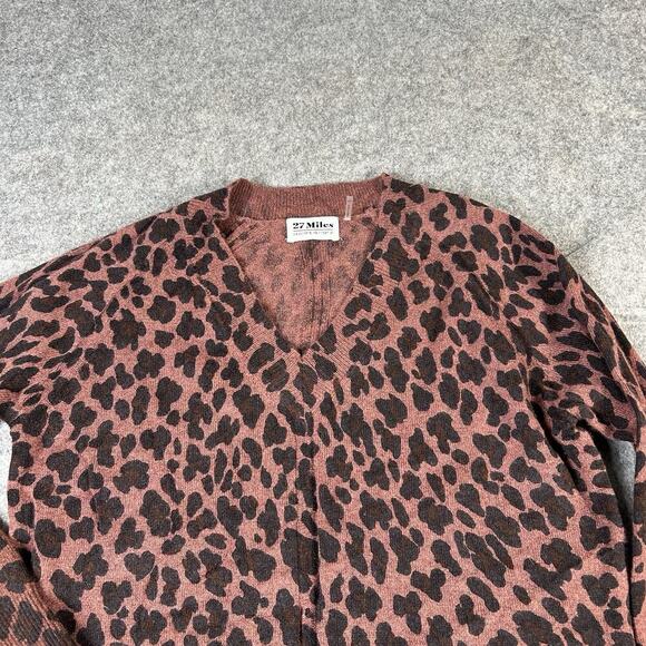 27 Miles Cashmere Alaine Toffee 100% Cashmere Sweater XS Animal Print Pullover - Picture 5 of 8